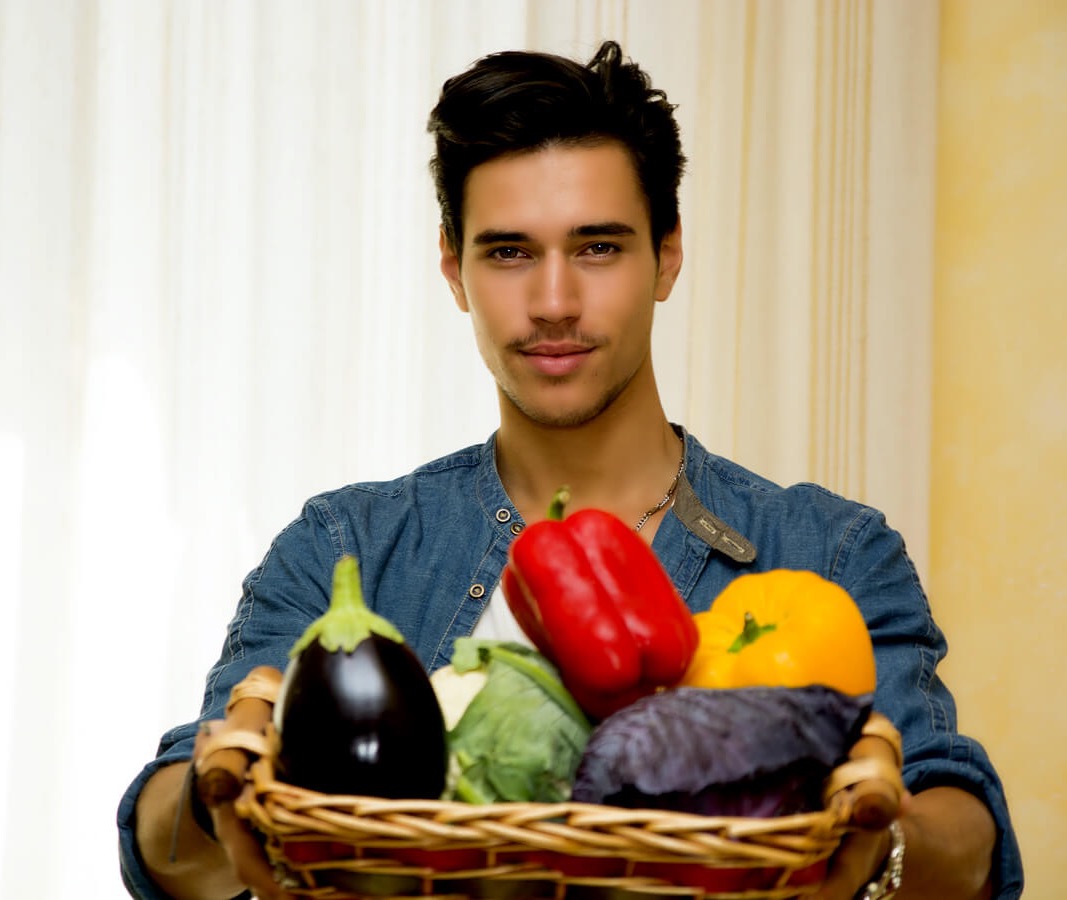 Man Carrying Vegetable Basket Man carrying vegetable basket