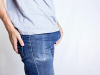 Man jeans crotch bulge