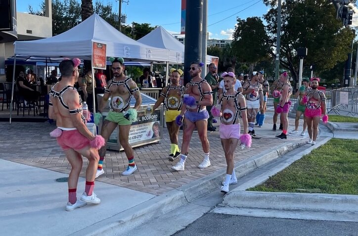 Colorful Bears at Wicked Manors Halloween Colorful shirtless bear costumes