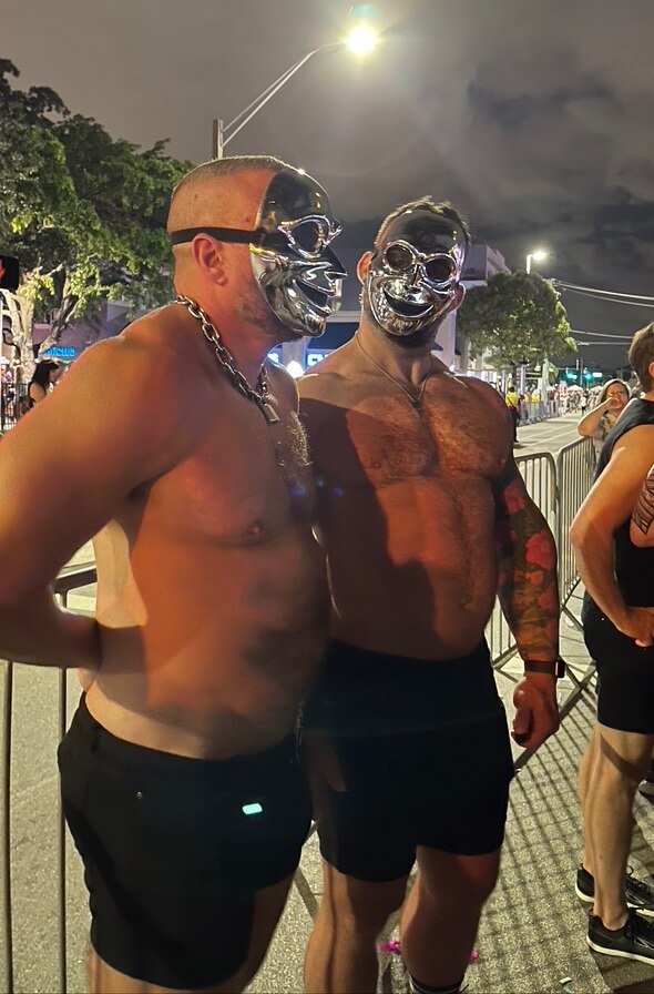 2 Shirtless Masked Men at Wicked Manors Halloween 2 shirtless masked men