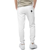 Bear Paw Print Fleece Sweatpants - White